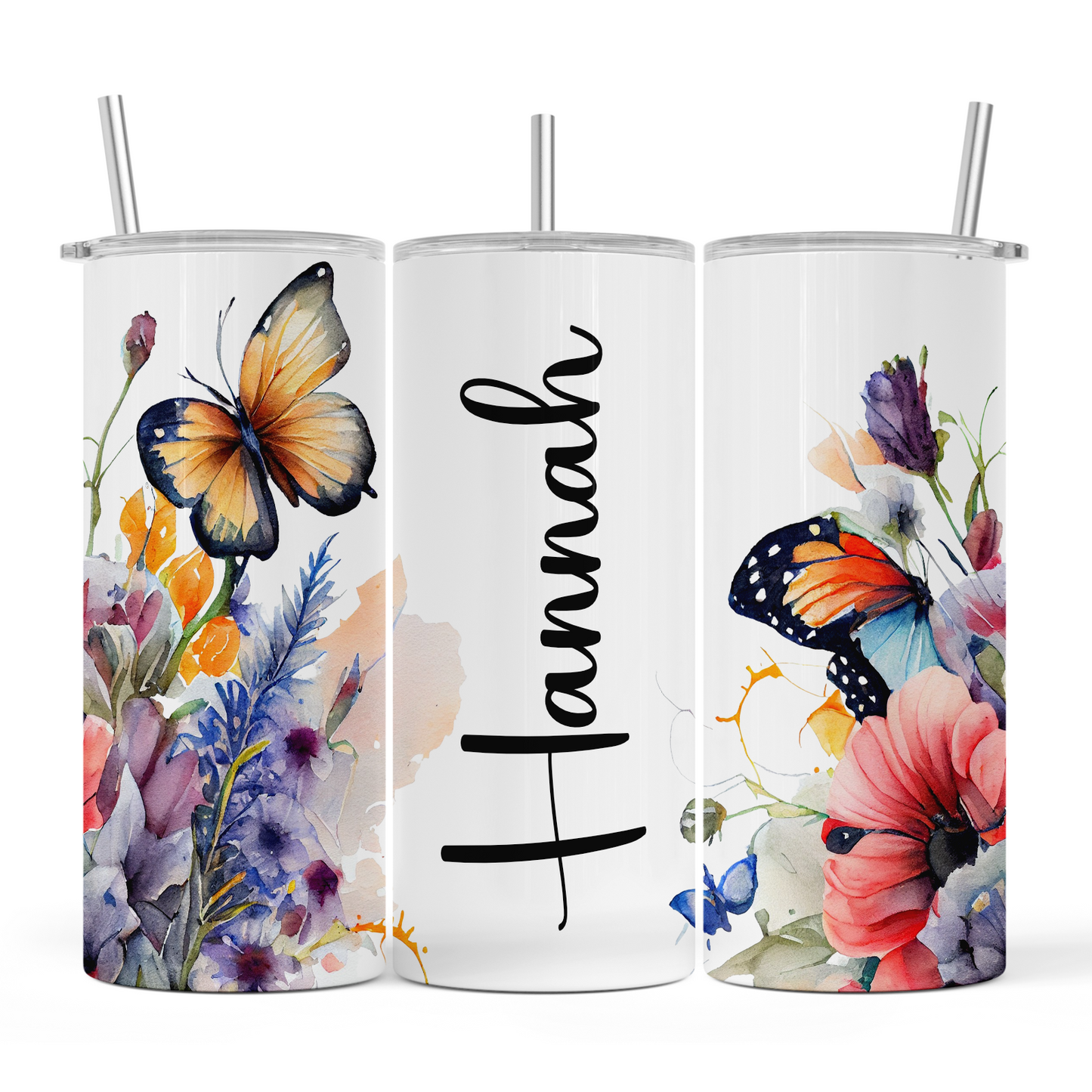 Orange Butterfly Floral - 15oz