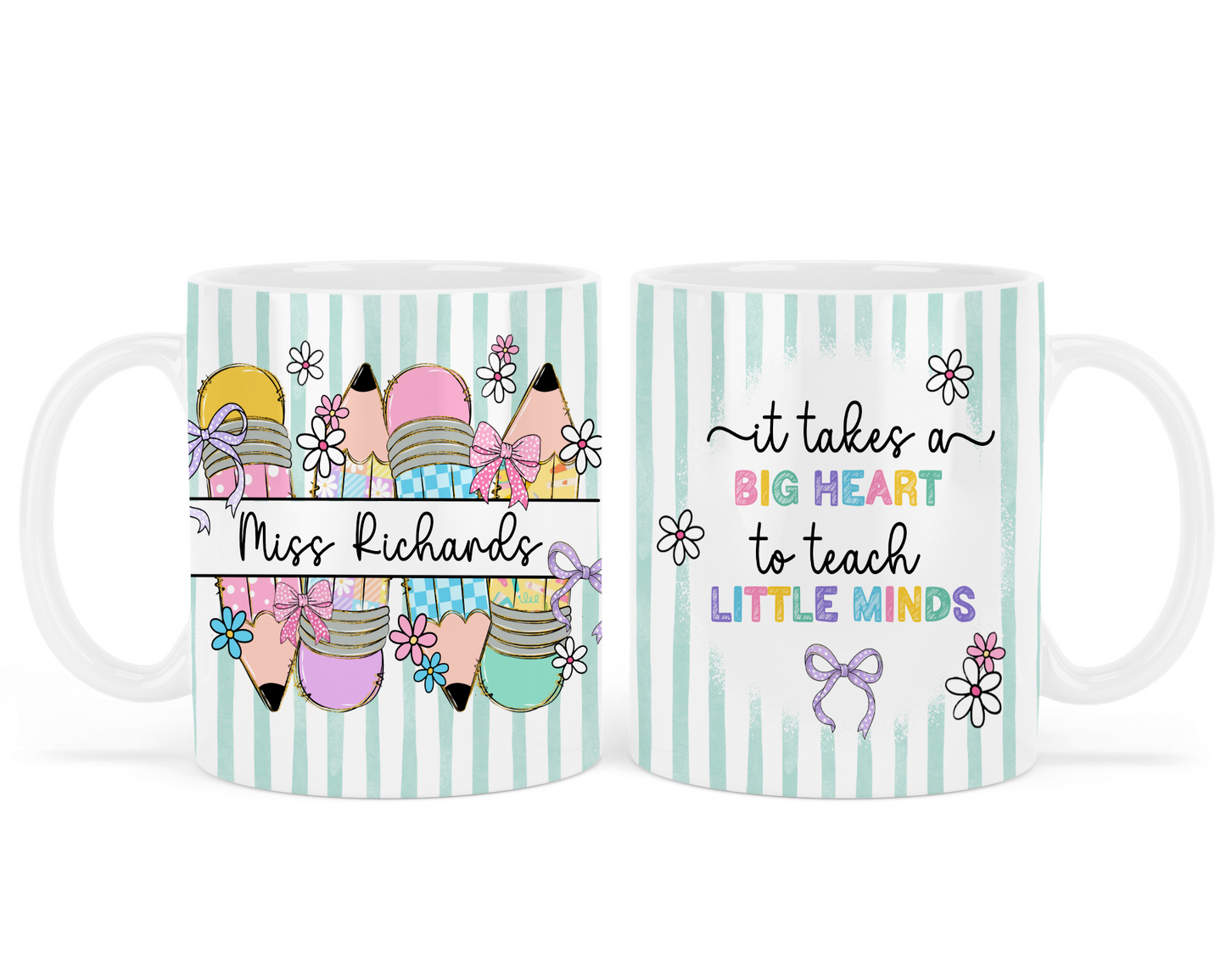 It takes a big heart mug - Teacher - Green - Personalised
