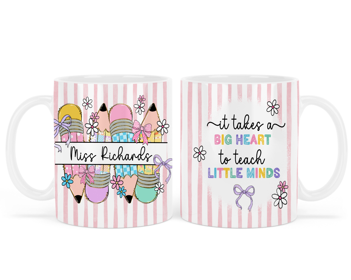 It takes a big heart mug - Teacher - Pink - Personalised