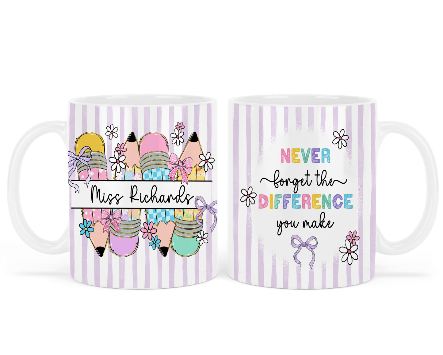 Never forget the difference mug - Teacher - Purple - Personalised
