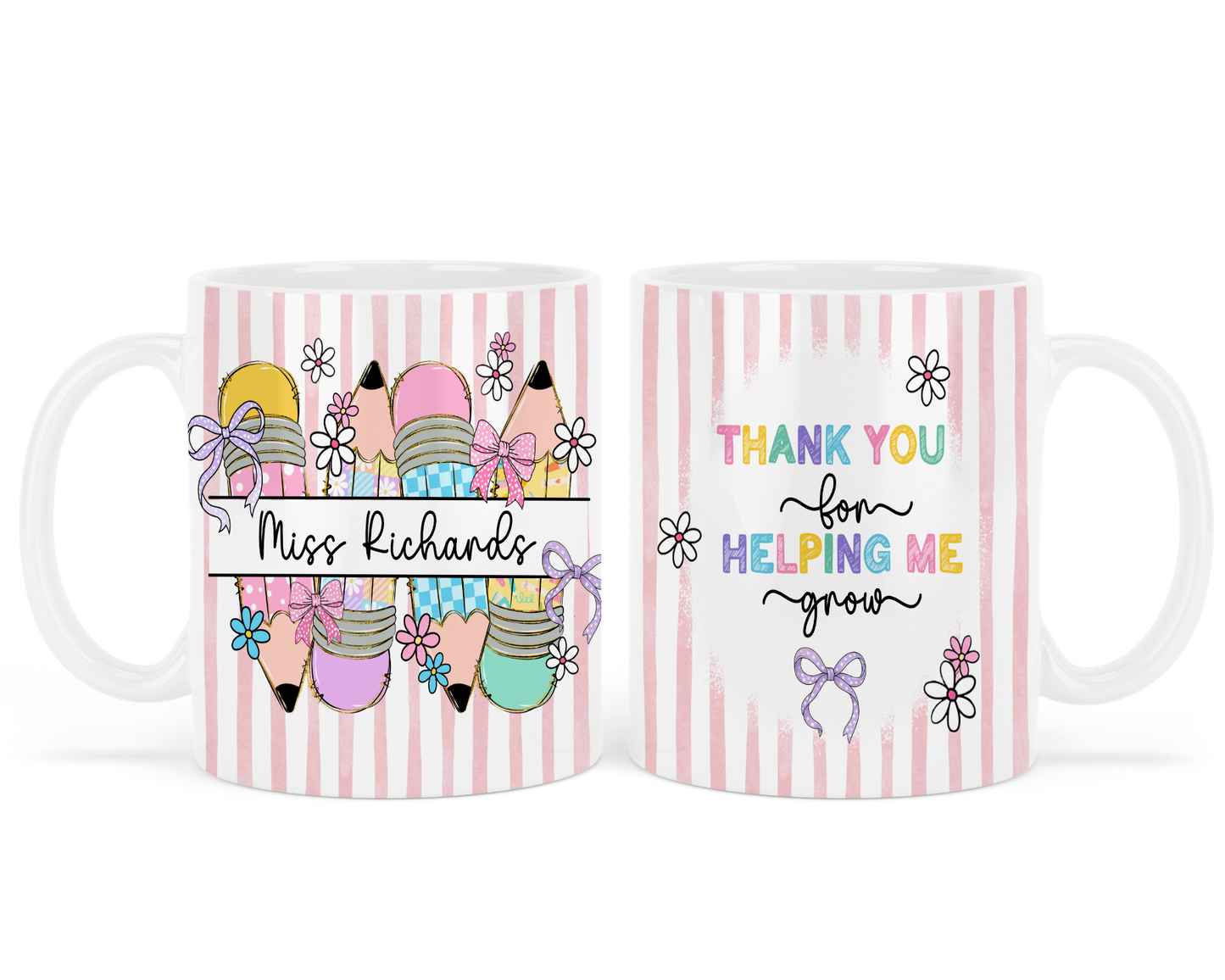 Thank you for helping me grow - Teacher - Pink - Personalised