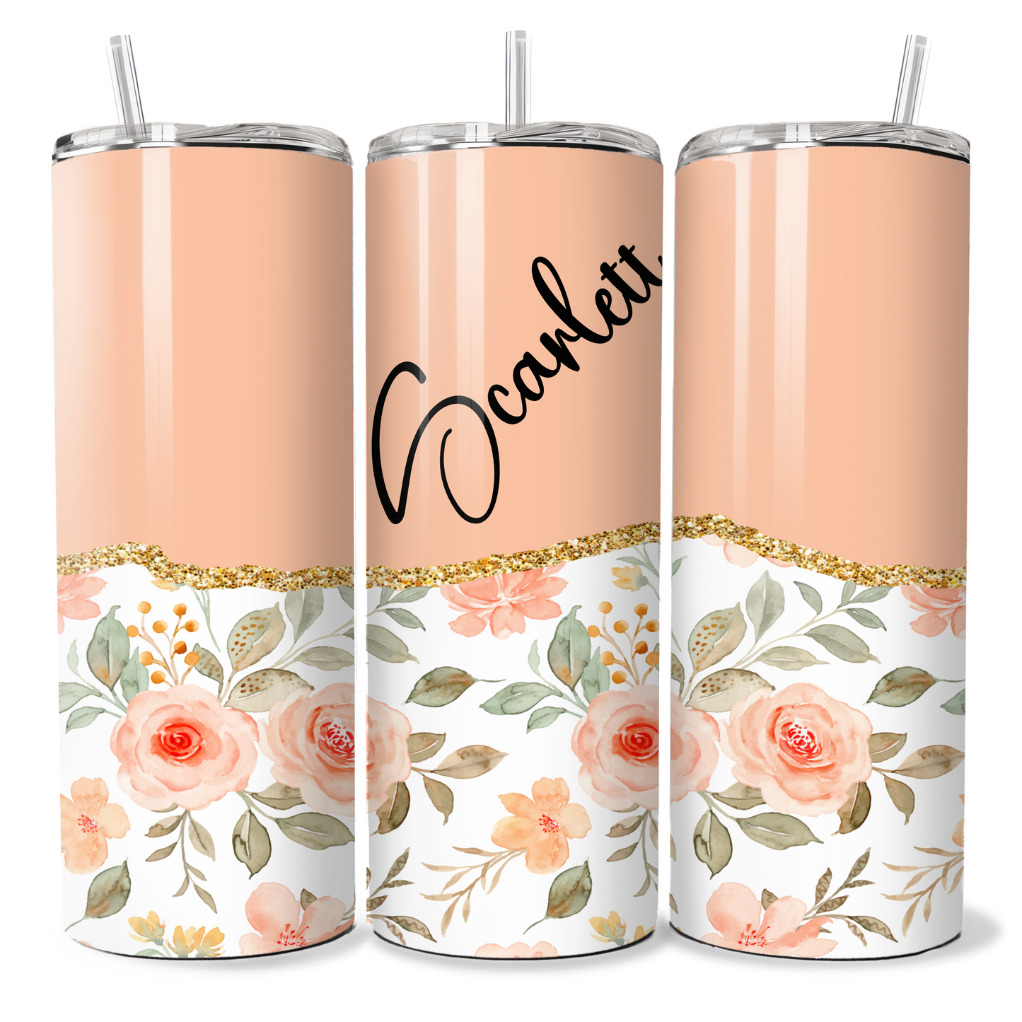 Personalised Peach Flowers - 133