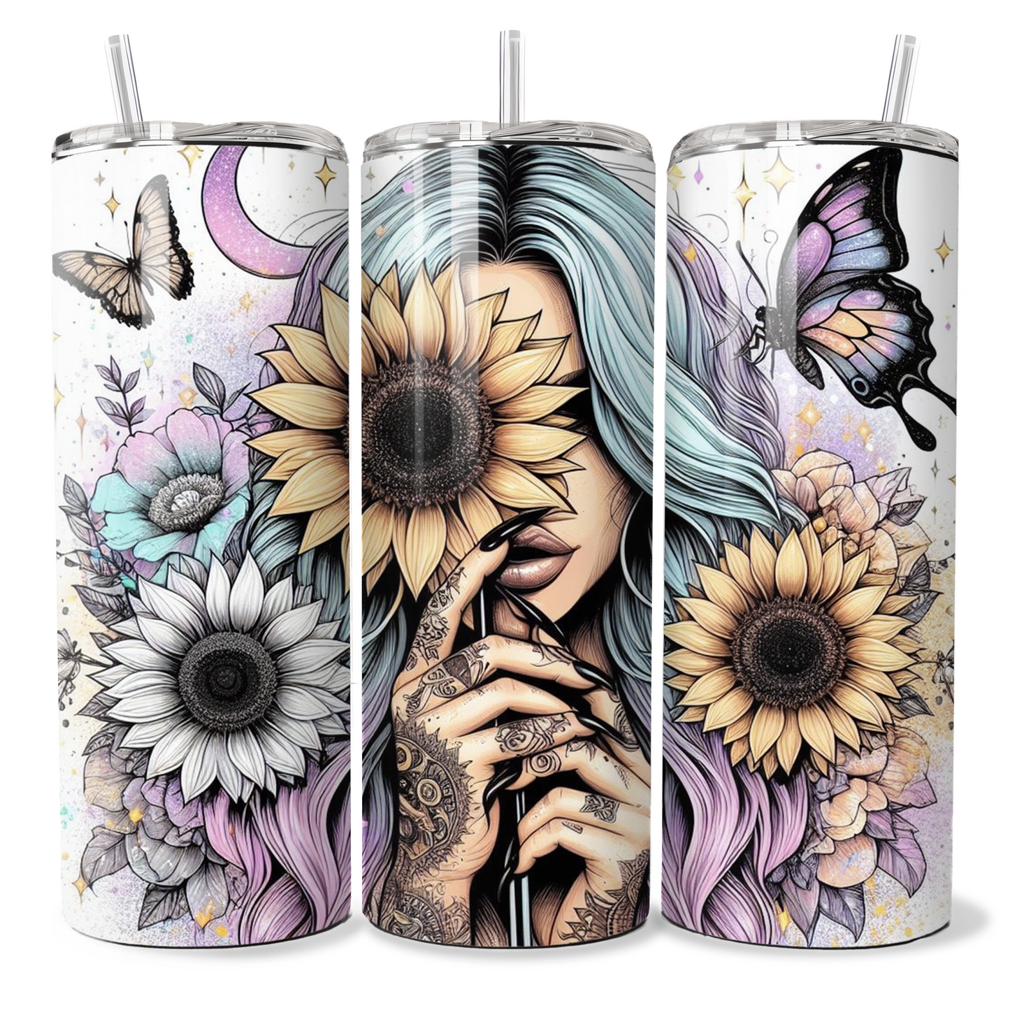 Celestial Girl, Sunflowers & Butterflies