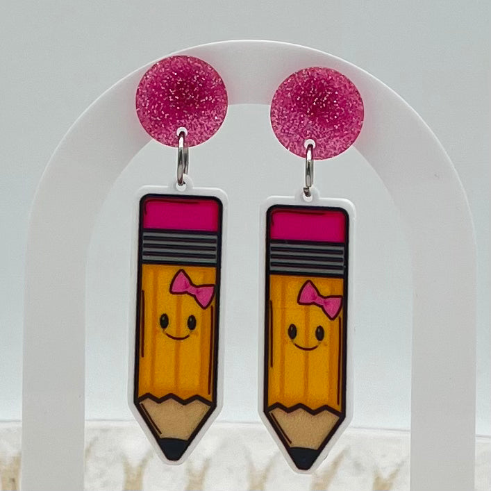 Smiley Face Pencil Earrings