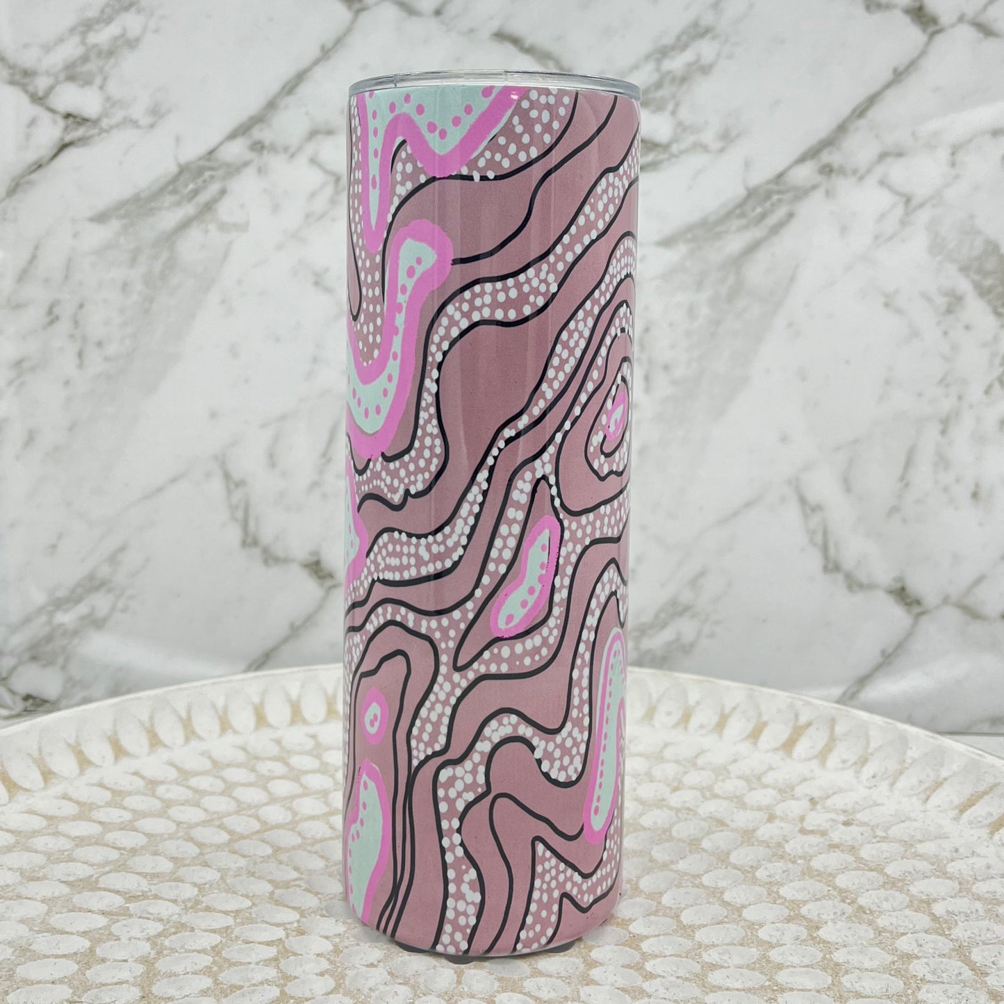No. 11 - Dusty Pink Indigenous Design -20oz Tumbler