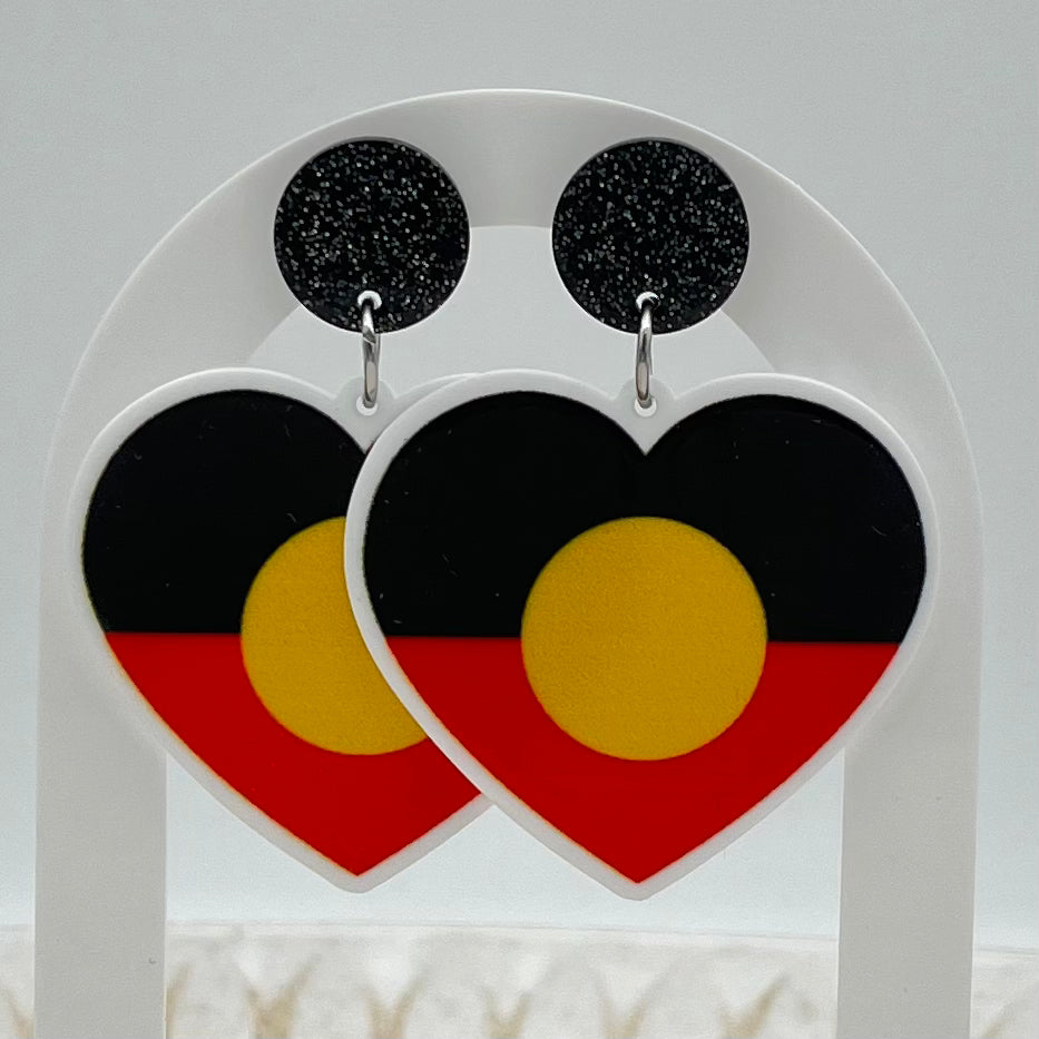 Aboriginal Flag Heart Earrings