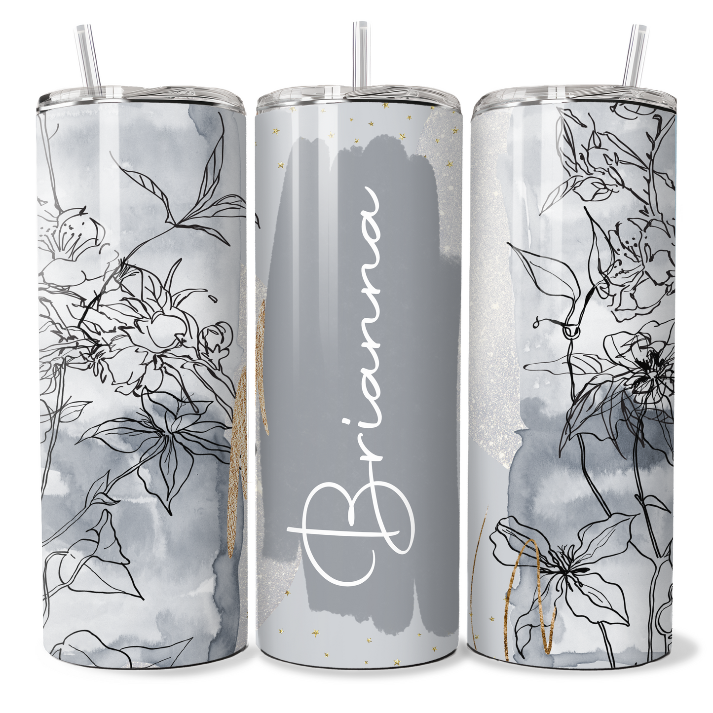 Personalised Grey, Silver, Black Floral