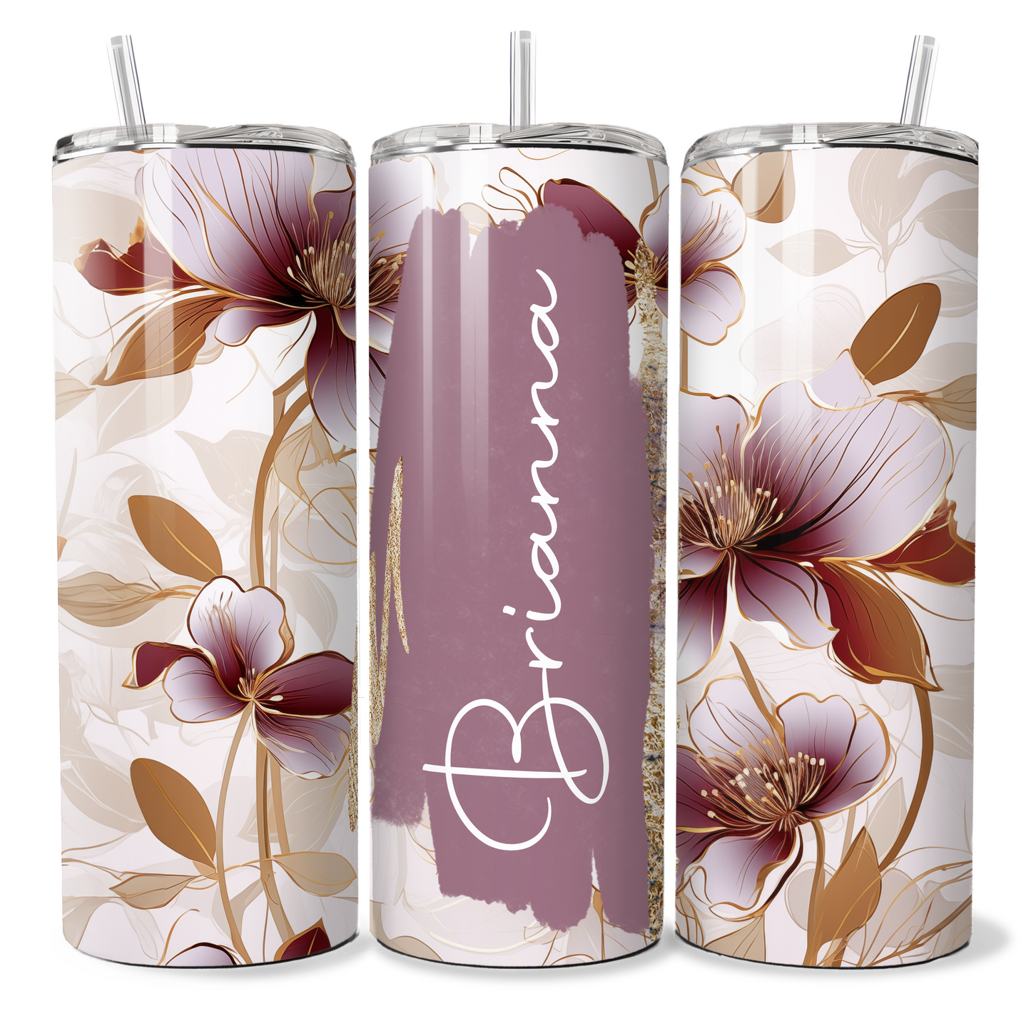 Personalised Mauve & Gold Floral