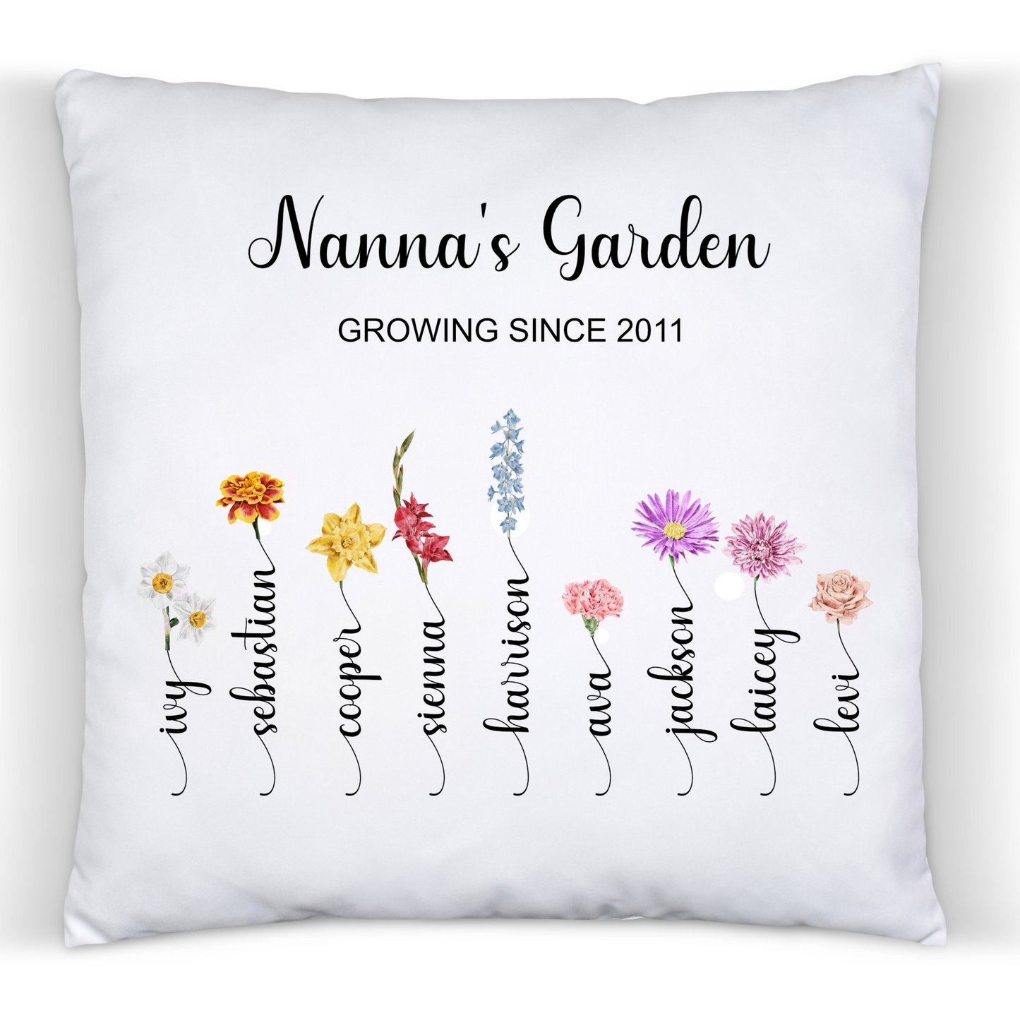 Personalised Grandmothers Garden - Birth Month Flower - Cushion