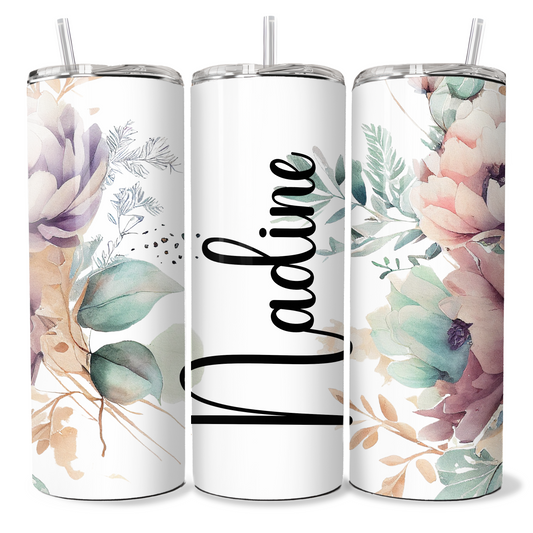 Colourful Floral Personalised Tumbler