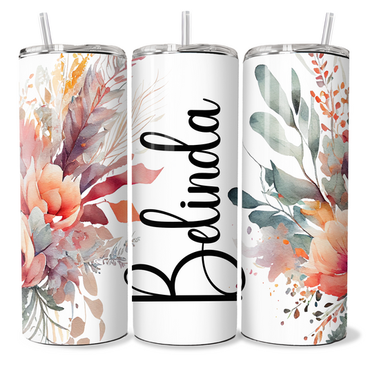 Colourful Boho Floral Personalised Tumbler