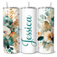 Emerald Green Floral Personalised Tumbler