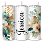 Emerald Green Floral Personalised Tumbler