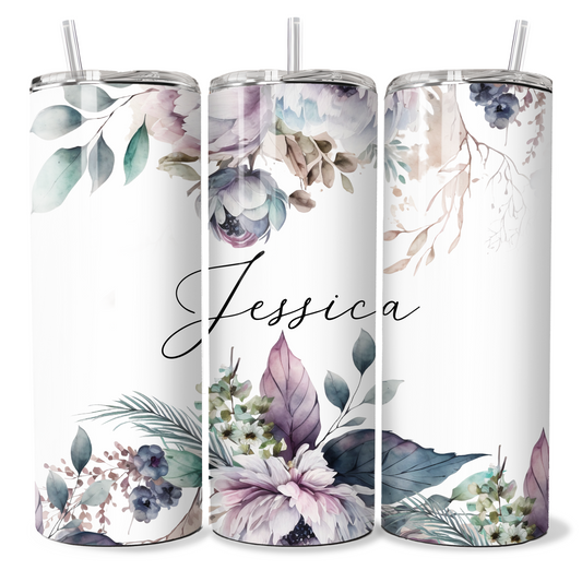 Purple Floral Personalised Tumbler