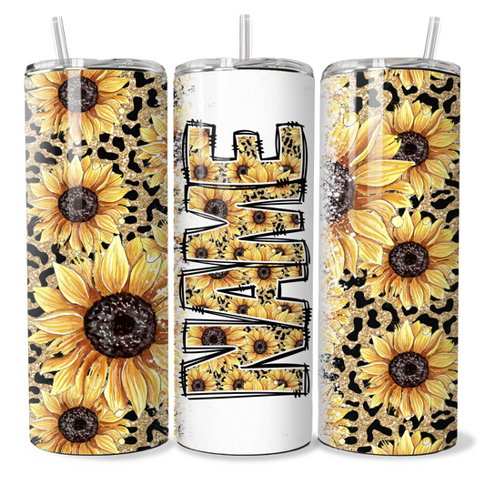 Sunflower Cheetah Alphabet Personalised Tumbler