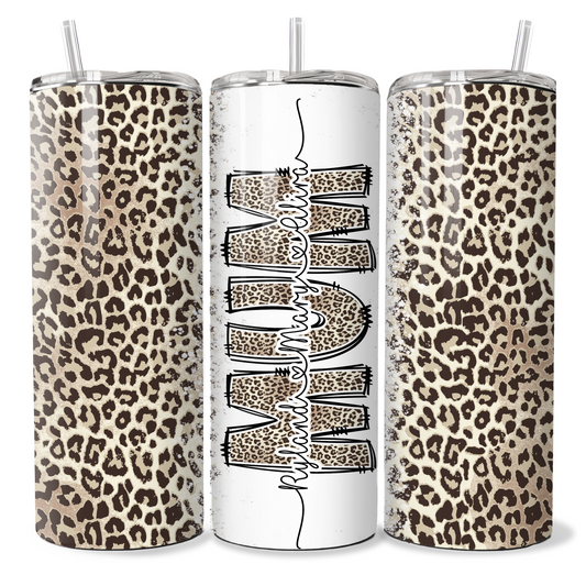 Mum. Nanny, Cheetah Alphabet Personalised Tumbler