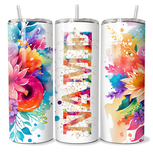 Bright Floral Alphabet Personalised Tumbler