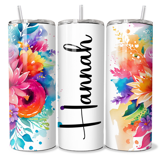 Bright Floral Personalised Tumbler