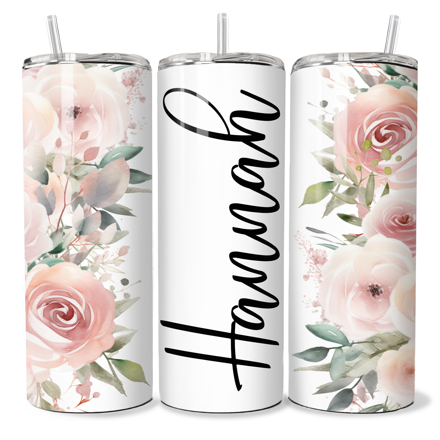 Pink Floral Personalised Tumbler