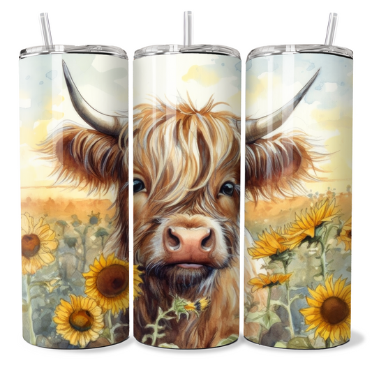 Highland Cow Sunflowers