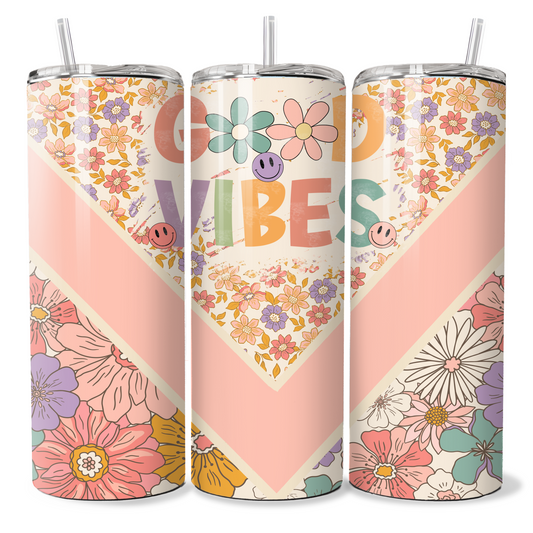 Good Vibes Retro Personalised Tumbler