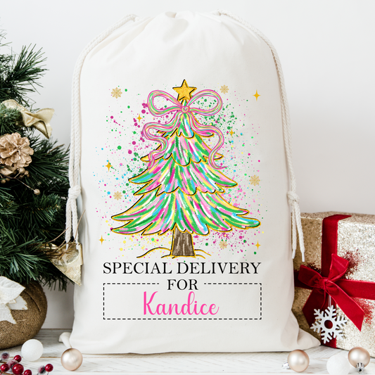 Bow Christmas Tree Santa Sack