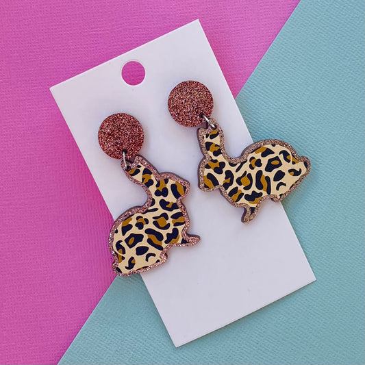 Leopard Print Bunny Earrings