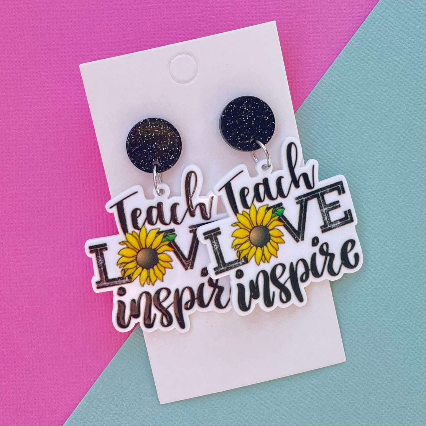 Teach Love Inspire Sunflower Earrings