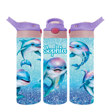 Load image into Gallery viewer, 20oz Glitter Dolphins Flip Top