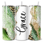 Personalised Green Glitter Leopard