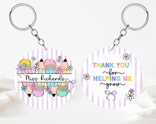Thank you for helping me grow - Purple Keyring