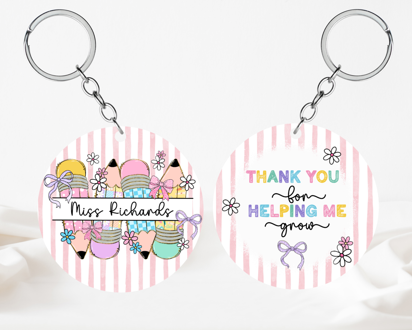 Thank you for helping me grow - Pink Keyring
