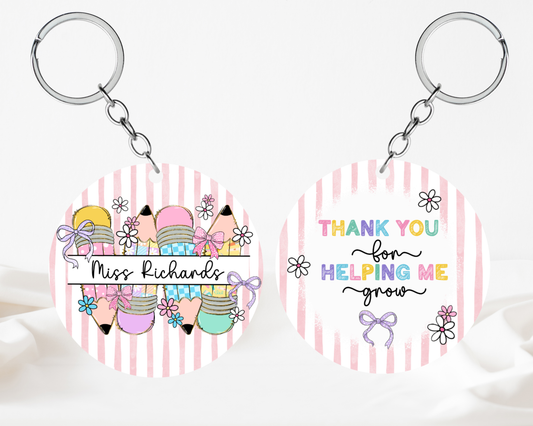 Thank you for helping me grow - Pink Keyring