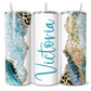 Personalised Light Blue Glitter Leopard Print