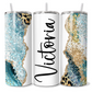Personalised Light Blue Glitter Leopard Print