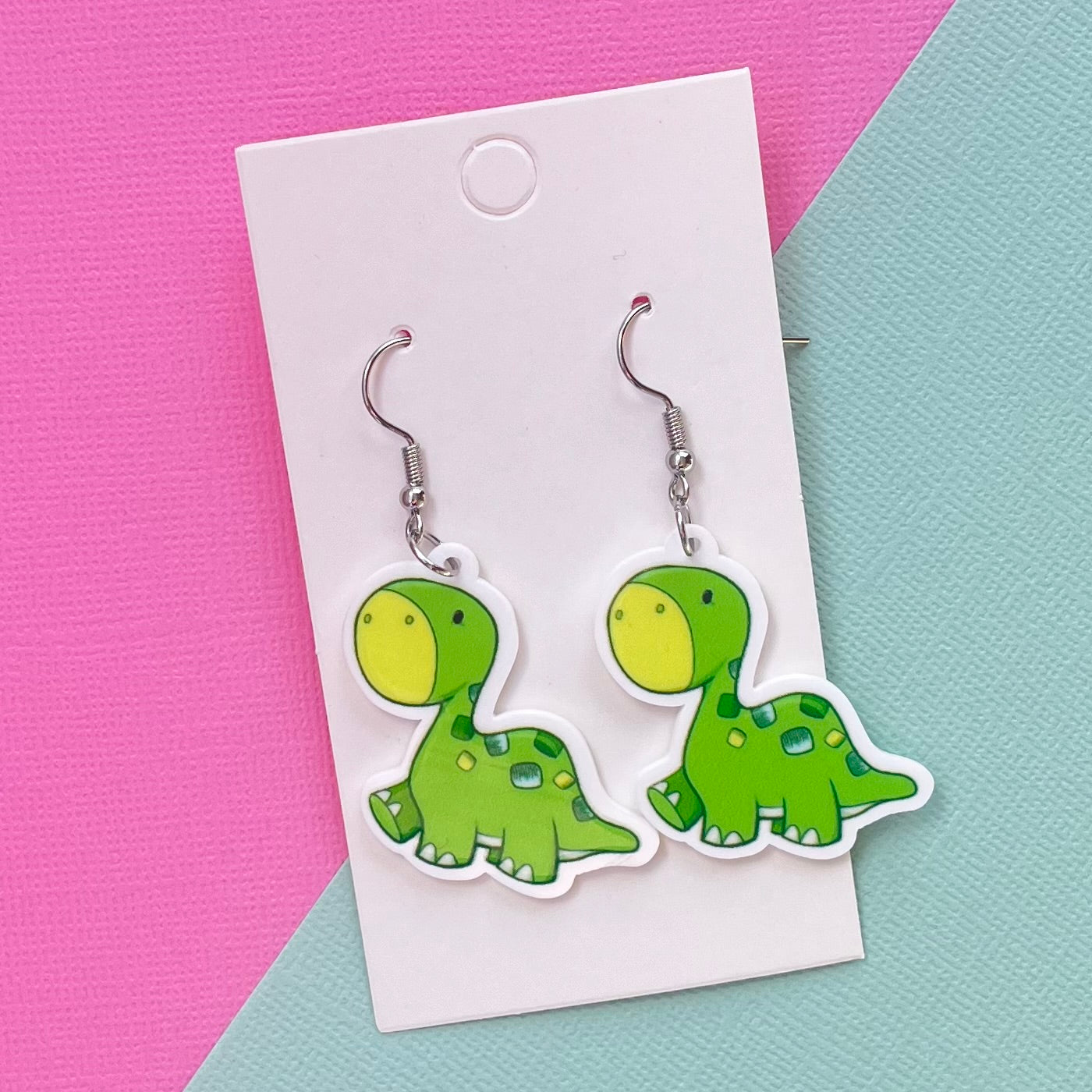 Green Dinosaur Hook Earrings