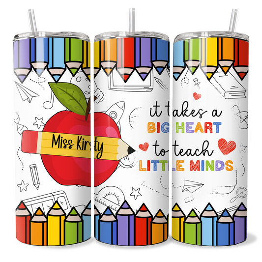 It takes a big heart - Teacher - Red Apple - Personalised