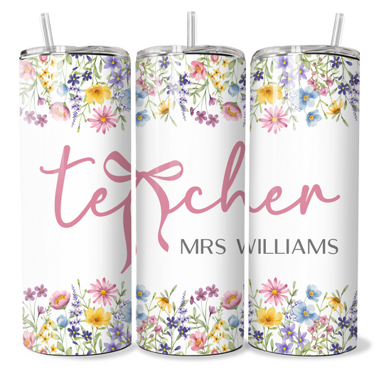 Floral Bow Teacher - Personalised