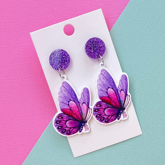 Purple Butterfly Earrings