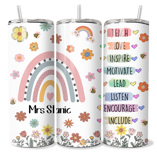 Teacher - Rainbow, Floral Affirmations