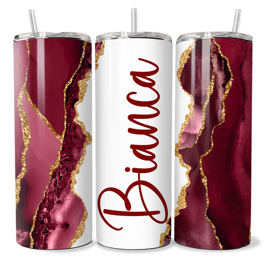 Personalised Burgundy and Gold Marble Print