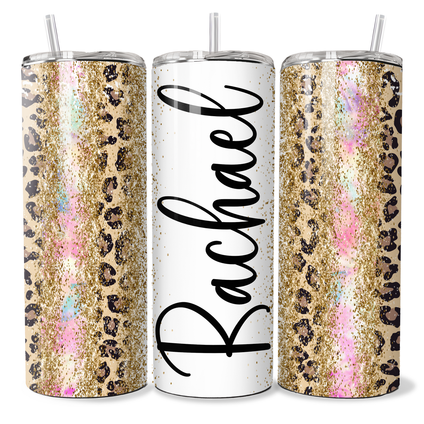 Personalised Vertical Pink Gold Leopard Print