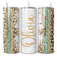 Personalised Vertical Teal Gold Leopard Print