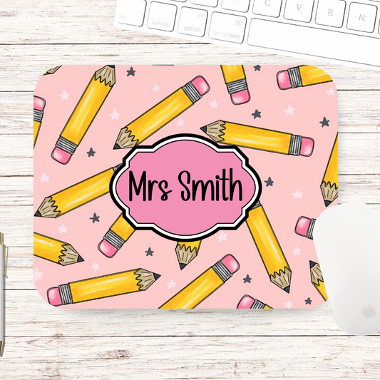 Pink Pencils Mouse Pad - Personalised