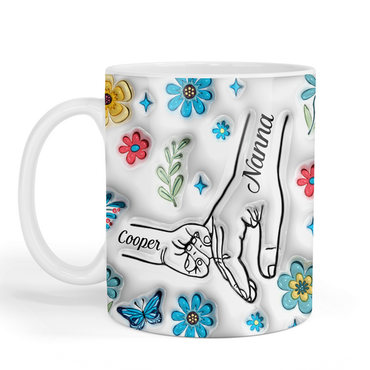 Personalised Hand Holding - Blue Flowers