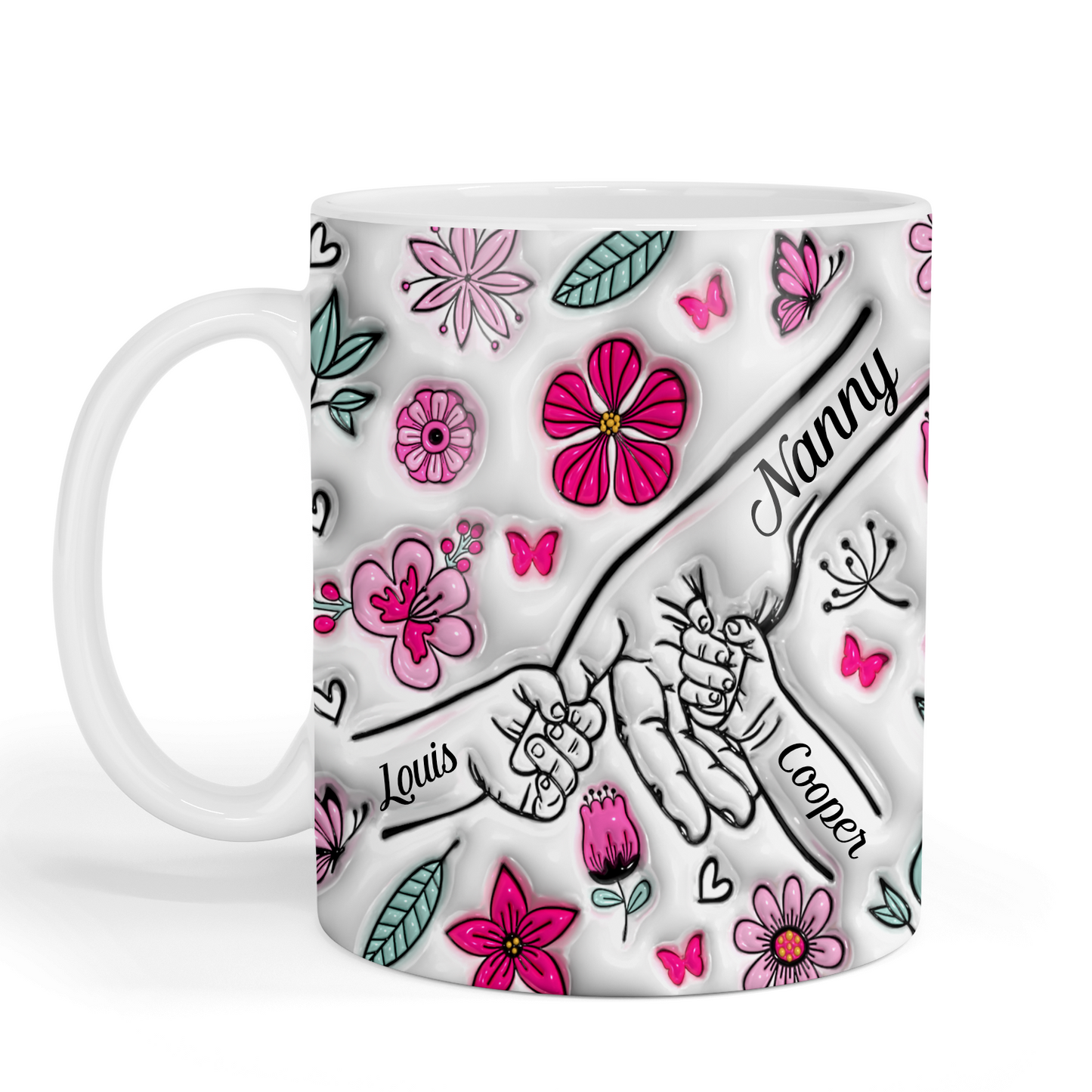 Personalised Hand Holding - Pink Flowers