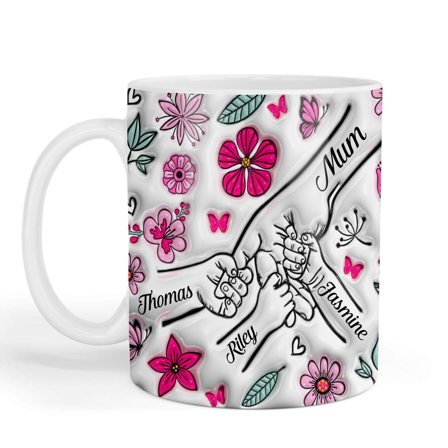 Personalised Hand Holding - Pink Flowers