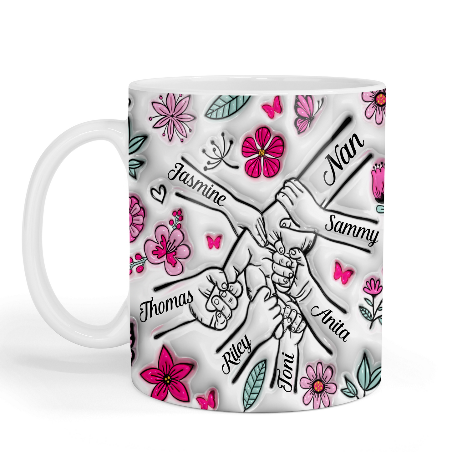 Personalised Hand Holding - Pink Flowers