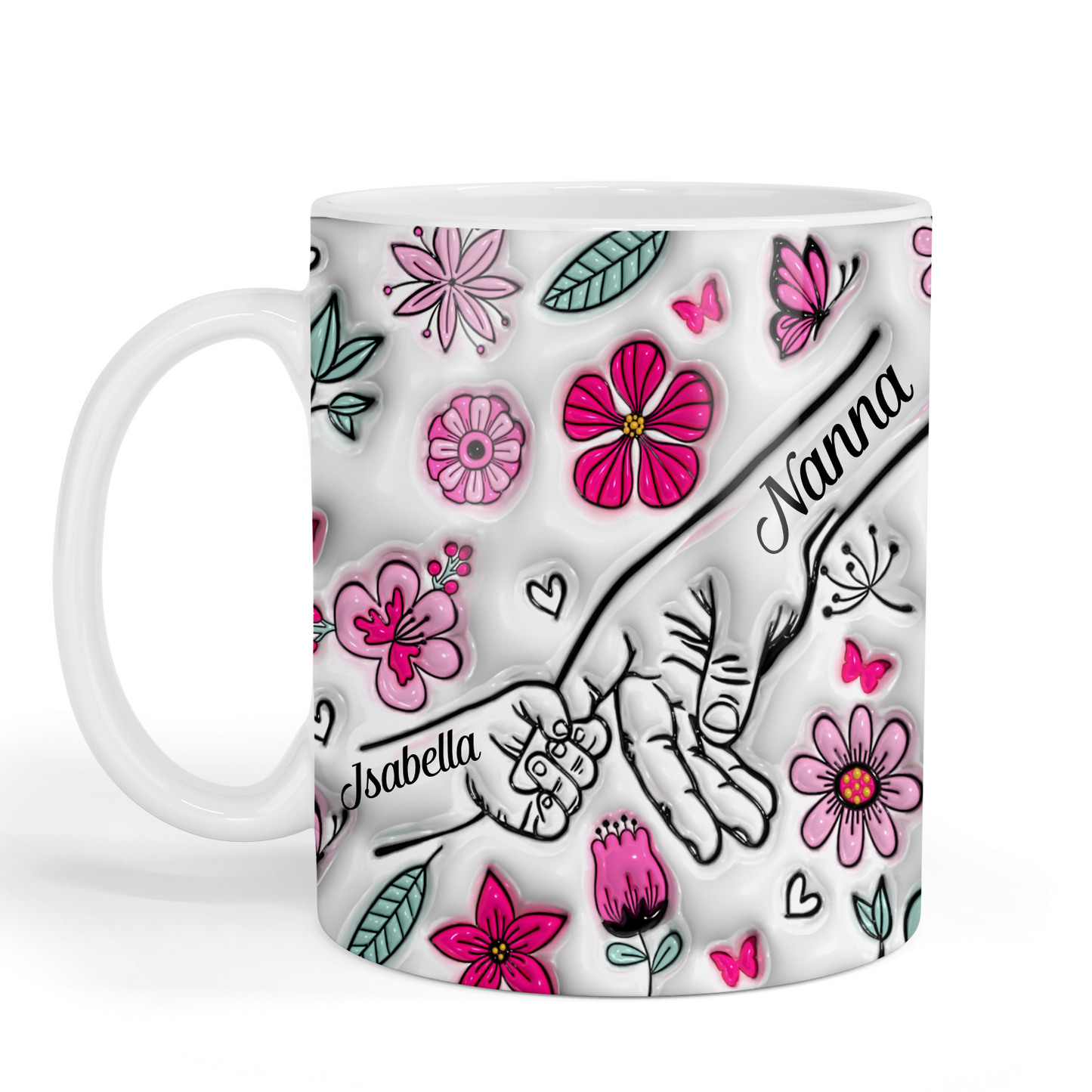Personalised Hand Holding - Pink Flowers