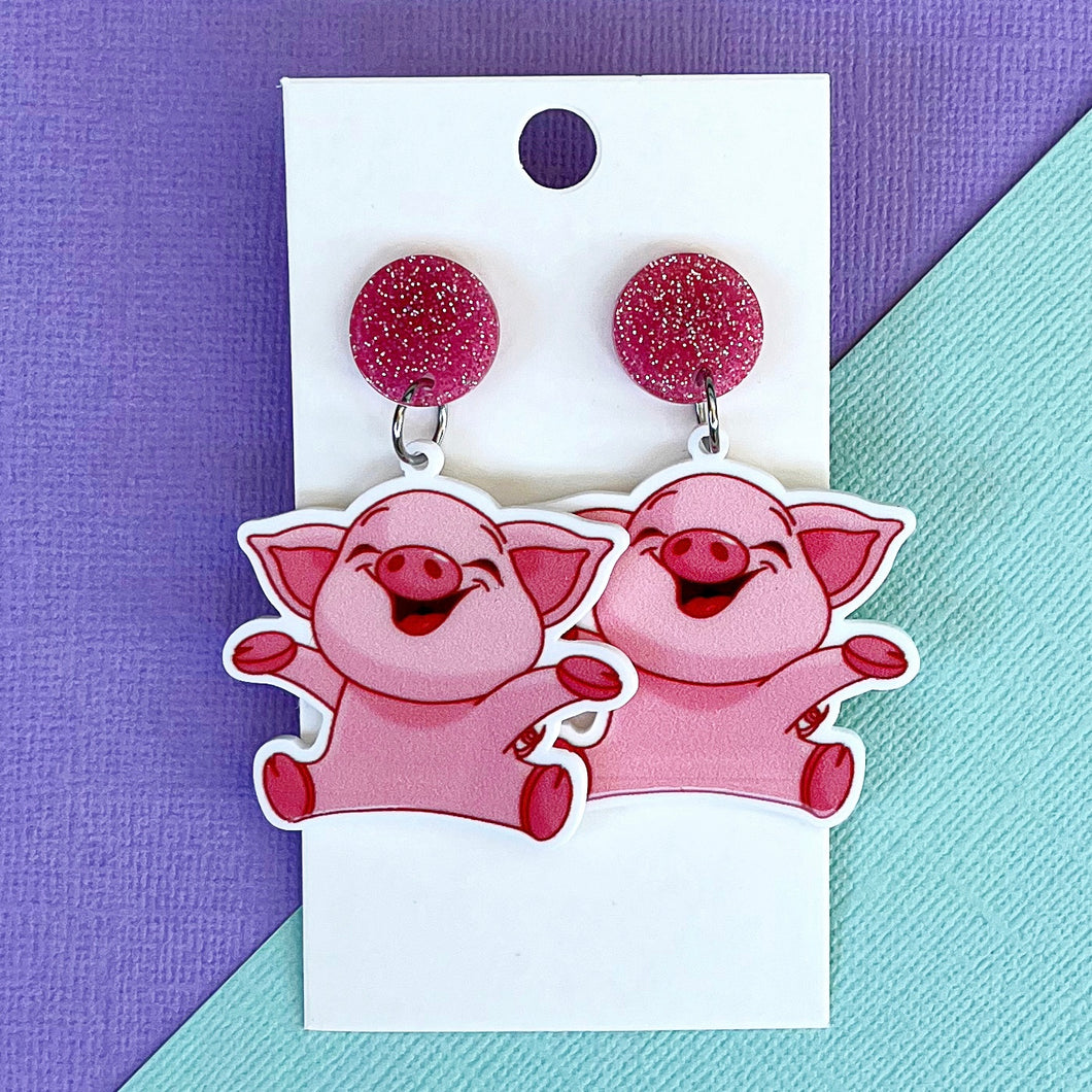 Pink Pig Earrings